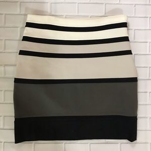 Express bandage striped career skirt